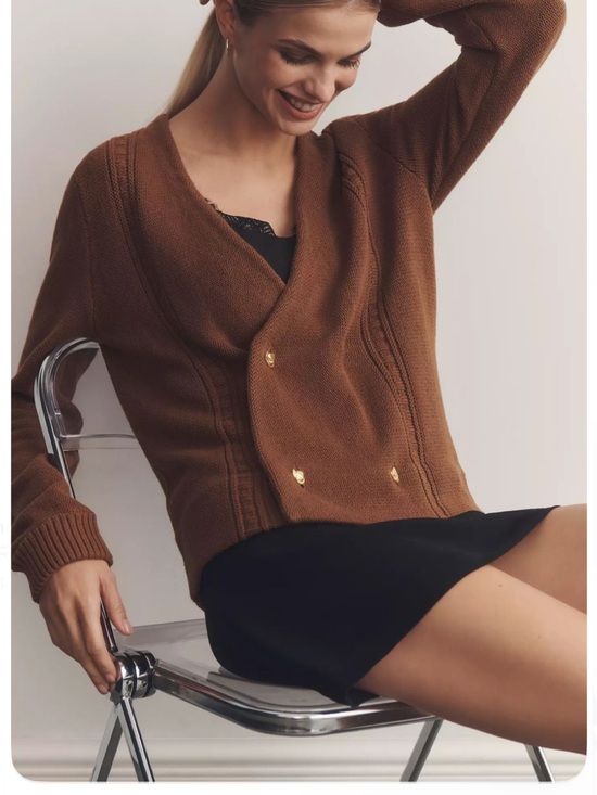 Astr Sweaters - Brown V-Neck Button Cardigan Sweater